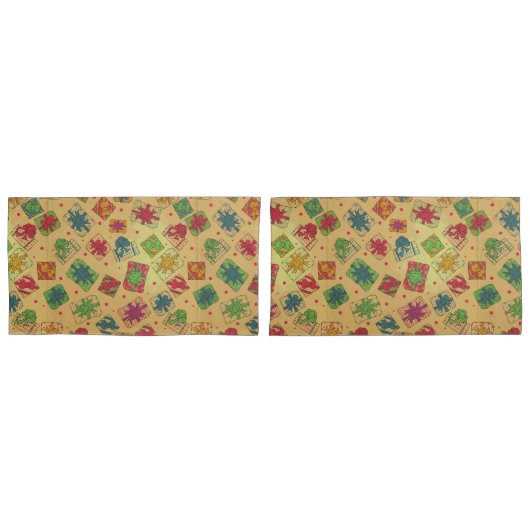 クリスマスプレゼント 枕カバー (正面-セット)