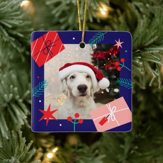 クリスマスプレゼント（自分の写真を追加）セラミックまたは セラミックオーナメント (ツリー)