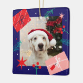 クリスマスプレゼント（自分の写真を追加）セラミックまたは セラミックオーナメント (左)