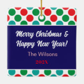 クリスマスプレゼント（自分の写真を追加）セラミックまたは セラミックオーナメント (裏面)