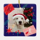 クリスマスプレゼント（自分の写真を追加）セラミックまたは セラミックオーナメント (正面)