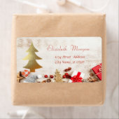 クリスマスプレゼント、金ゴールドツリー、木の質感 ラベル (インサイチュ)