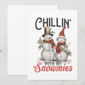 クリスマスプレゼント 雪の友達と一緒に chill 招待状 (正面/裏面)