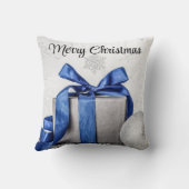 クリスマスプレゼント(青と銀) クッション (裏面)