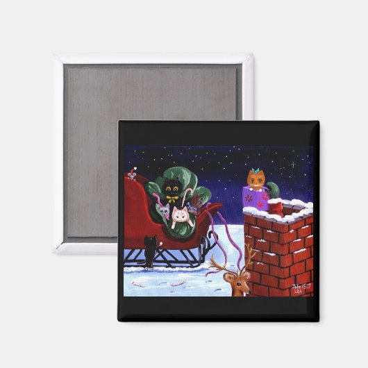 クリスマスプレゼント 面白い 可愛い 猫 アート クリエーションアーツ マグネット (正面/裏面)