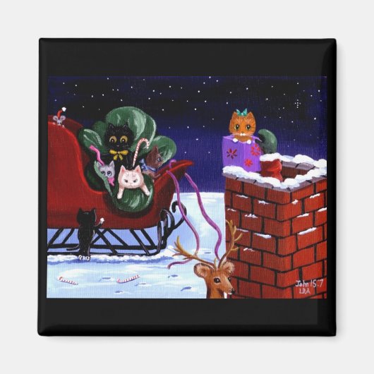 クリスマスプレゼント 面白い 可愛い 猫 アート クリエーションアーツ マグネット (正面)