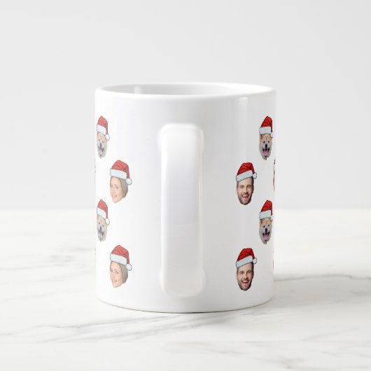 クリスマスプレゼントSanta Hatパーソナライズされた顔3写真 ジャンボコーヒーマグカップ (裏面)