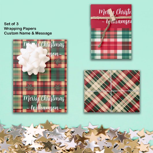 クリスマスプレッズ名前をカスタムする3品種セット ラッピングペーパーシート