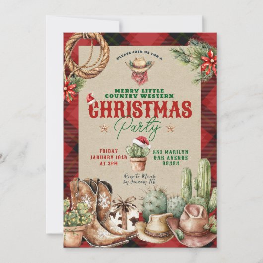 クリスマスプレッドウェスタンクリスマスパーティー 招待状 (正面)
