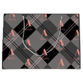 クリスマスプレッドグパーソナライズされたレーブラックピンク ラージペーパーバッグ (正面)