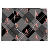 クリスマスプレッドグパーソナライズされたレーブラックピンク ラージペーパーバッグ (裏面)