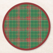 クリスマスプレッドグリーン、赤、金ゴールド ラウンドペーパーコースター (正面)