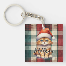 クリスマスプレッドサンタキャットの名前 キーホルダー