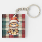 クリスマスプレッドサンタキャットの名前 キーホルダー (裏面)