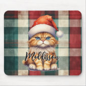 クリスマスプレッドサンタキャットの名前 マウスパッド (正面)