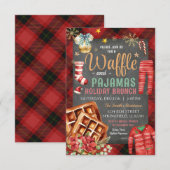 クリスマスプレッドシャルボードワッフルパジャマスホリデー 招待状 (正面/裏面)