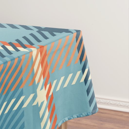 クリスマスプレッドチェック青ベージュ白いパターン テーブルクロス (インサイチュ)