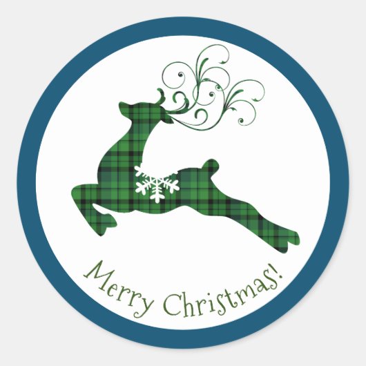 クリスマスプレッドトナカイのシール ラウンドシール (正面)