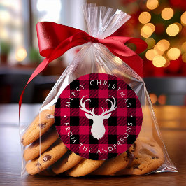 クリスマスプレッドパターンと鹿 ラウンドシール