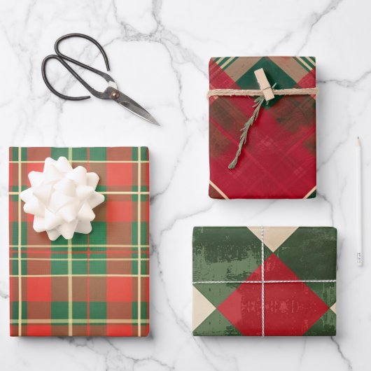 クリスマスプレッドパターン ラッピングペーパーシート (正面)