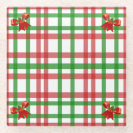 クリスマスプレッドボウアクセントカントリー ガラスコースター