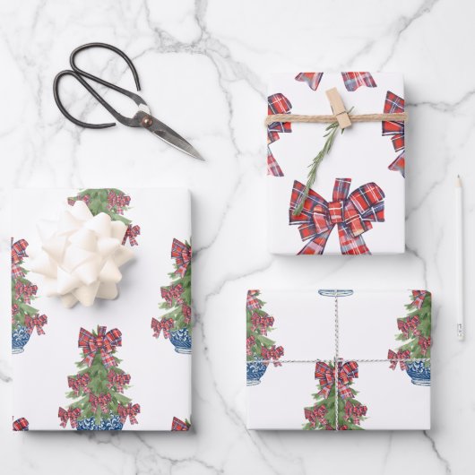 クリスマスプレッドボウチャイノワジェリートピアリーツリー ラッピングペーパーシート (正面)