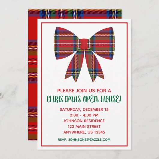 クリスマスプレッドボウパーティの招待状 招待状 (正面/裏面)