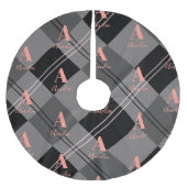 クリスマスプレッドモノグラムグレーブラックピンク ブラッシュドポリエステルツリースカート (正面)