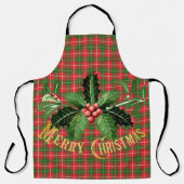 クリスマスプレッドレッドグリーン(リース付) エプロン (正面)