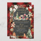 クリスマスプレッドレッドブラッククッキーズカクテルパーティー 招待状 (正面/裏面)