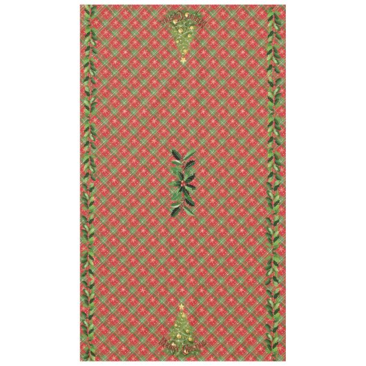 クリスマスプレッドレッド、緑、金ゴールド星 テーブルクロス (正面)