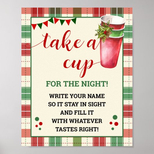 クリスマスプレドがナイトサインのためにカップを取る ポスター (正面)