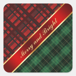 クリスマスプレドとリボングリーンと赤 スクエアシール