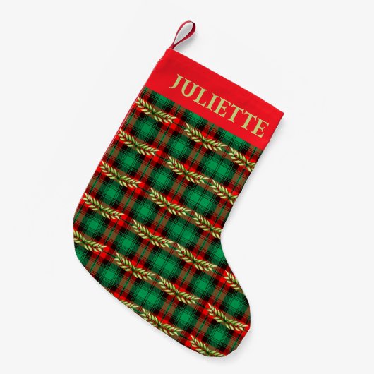 クリスマスプレドと葉 スモールクリスマスストッキング (正面 (吊り時))