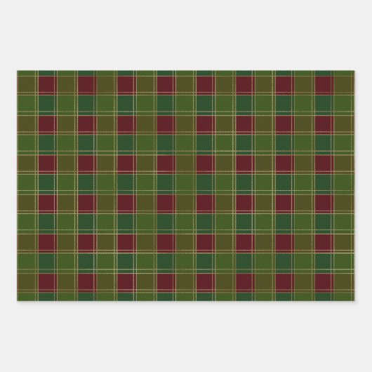 クリスマスプレドのバーガンディーな緑の金ゴールド エレガント ラッピングペーパーシート (正面)