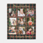 クリスマスプレドカスタム金ゴールドフォトコラージファミリー フリースブランケット (正面)