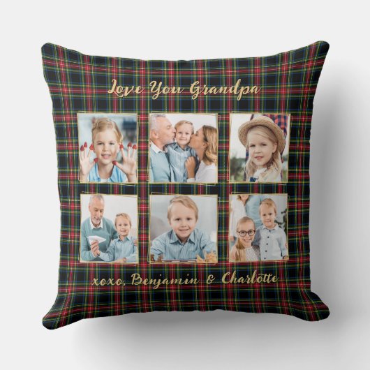 クリスマスプレドカスタム金ゴールド写真コラージグランパ クッション (裏面)