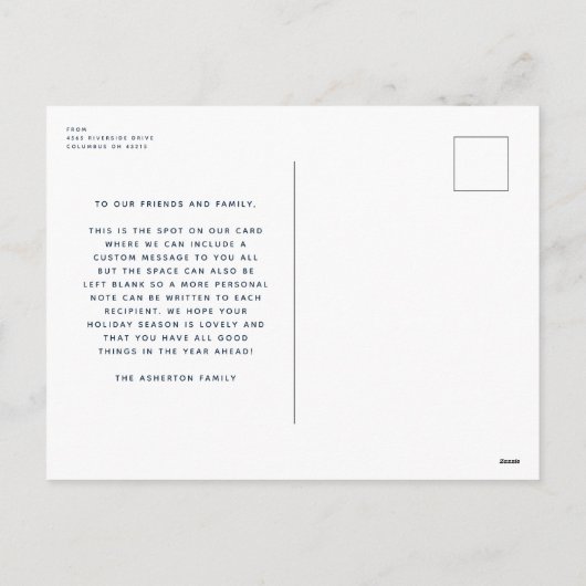 クリスマスプレドクラシックネイビータータンチェック1枚 シーズンポストカード (裏面)