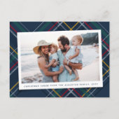 クリスマスプレドクラシックネイビータータンチェック1枚 シーズンポストカード (正面)