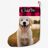 クリスマスプレドシャツカスタムのペットフォト スモールクリスマスストッキング (裏面)