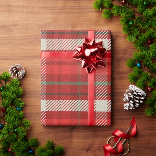 クリスマスプレドタータンチェックパターン ラッピングペーパー (クリスマスギフト)