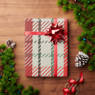 クリスマスプレドタータンチェックパターン ラッピングペーパー
