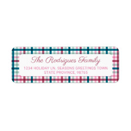 クリスマスプレドティール（緑がかった色）マゼンタ差出人住所 ラベル