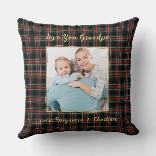 クリスマスプレドパーソナライズされた金ゴールドフォトグランパ クッション (裏面)