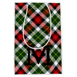 クリスマスプレドファミリーイニシャルフェスティバルホリデーおもしろい ミディアムペーパーバッグ