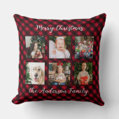 クリスマスプレドファミリーパーソナライズされたフォトコラージュ クッション (正面)