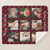 クリスマスプレドファミリーパーソナライズされたフォトコラージュ シェルパブランケット (正面(横))