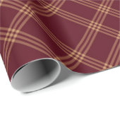 クリスマスプレドマルーンのワインの金ゴールド斜めのパターン ラッピングペーパー (ロールコーナー)