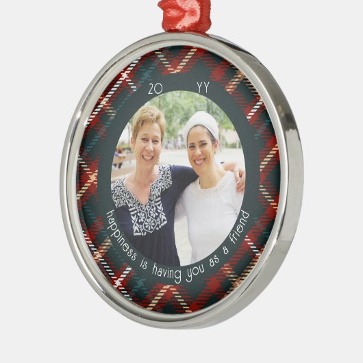 クリスマスプレド写真の幸せは友達としてあなた メタルオーナメント (左)