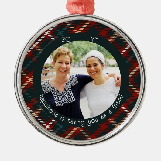 クリスマスプレド写真の幸せは友達としてあなた メタルオーナメント (正面)